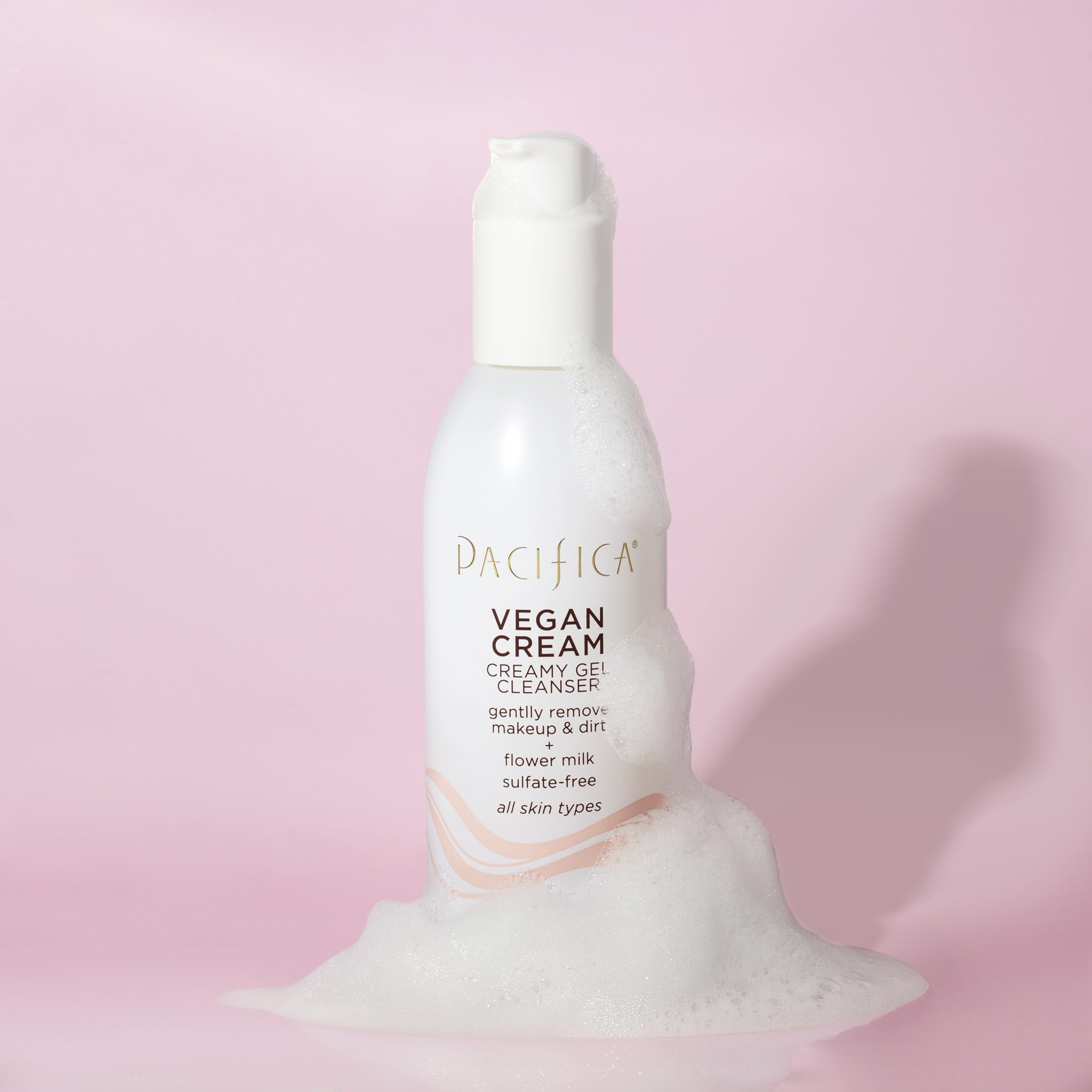 Pacifica Vegan Cream Gel Facial Cleanser – Collagen Daily Foaming Face Wash & Makeup Remover, w/Botanical & Flower Milk Extracts, Hydrating, Antioxidants, Vegan, Clean Beauty, Dermatologist Tested